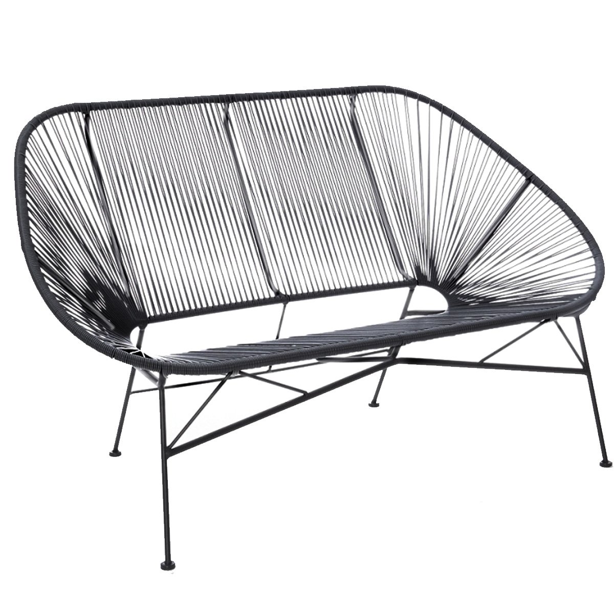 Garden Furniture Retro Rattan Lounge Conservatory Bench Black Garden Furniture Retro Rattan Lounge Conservatory Bench Black