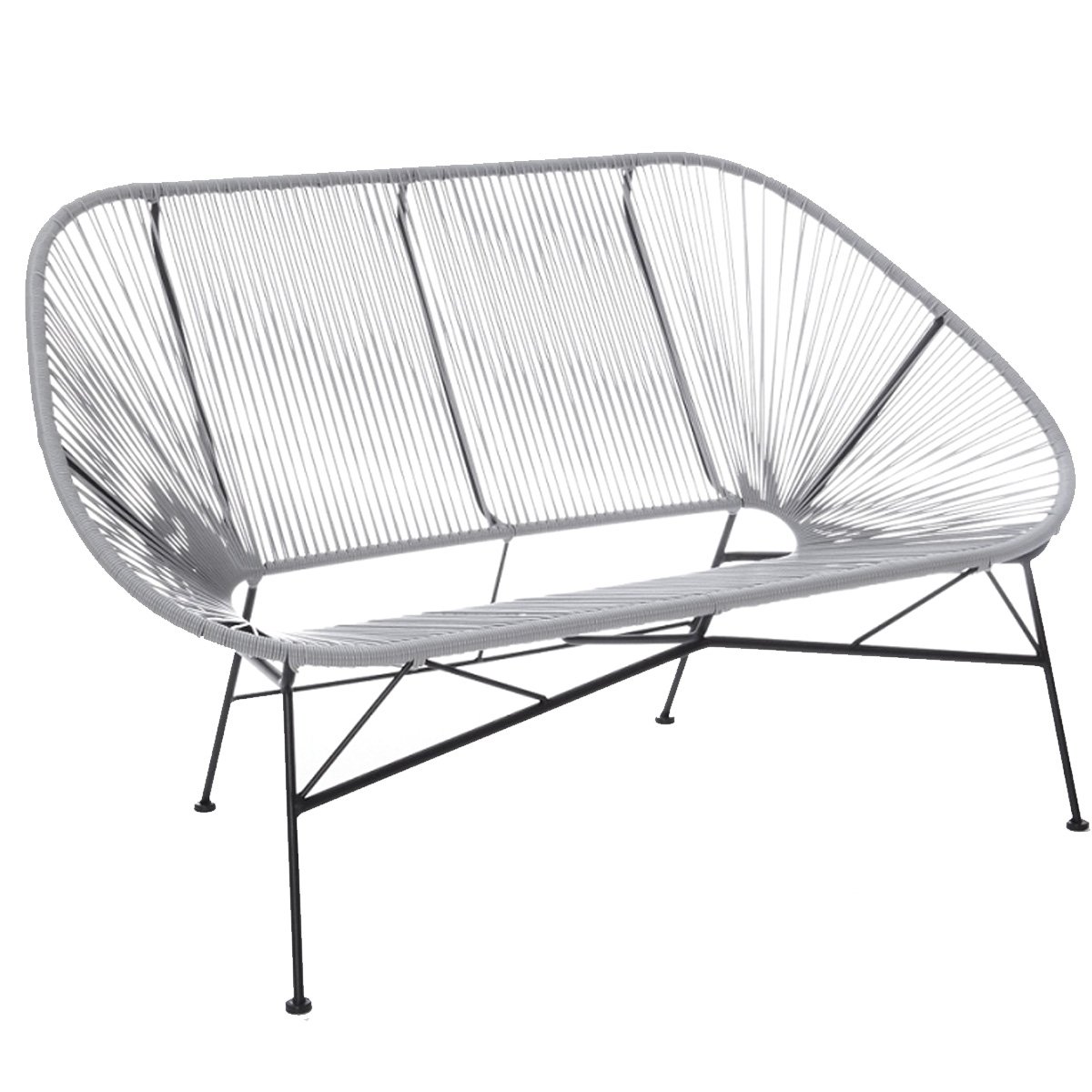 Garden Furniture Retro Rattan Lounge Conservatory Bench Grey Garden Furniture Retro Rattan Lounge Conservatory Bench Grey
