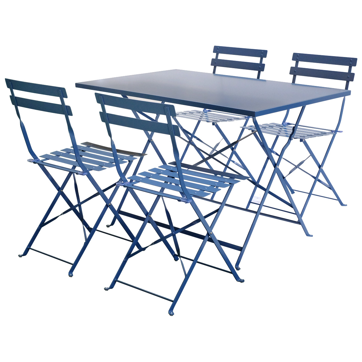 4 Seater Metal Dining Set Navy