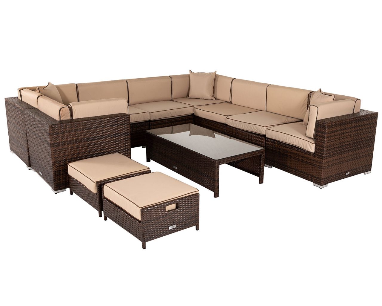 Rattan Garden Corner Sofa Set in Brown - Geneva - Rattan Garden