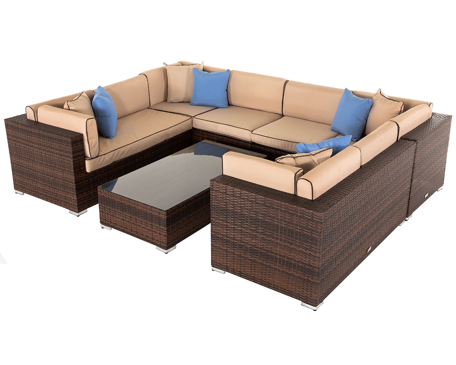 Rattan Garden Corner Sofa Set in Brown - Geneva - Rattan Garden