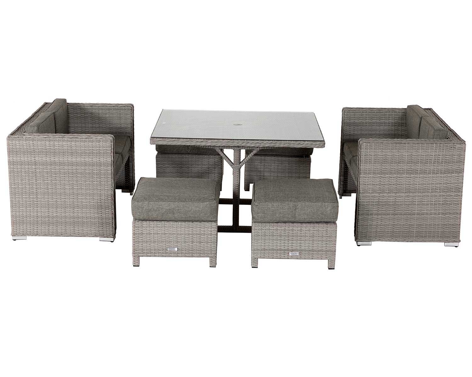 Rattan Garden Sofa Cube Set in Grey - Barcelona - Rattan Garden