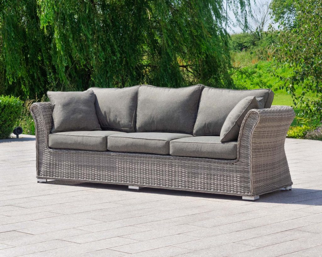 3 Seat Rattan Garden Sofa in Grey - Lisbon - Rattan Garden Furniture