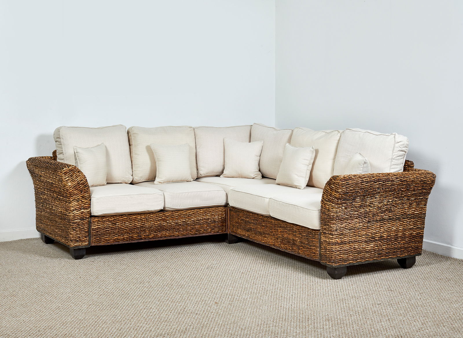 Rattan Conservatory 4 Seater Corner Sofa in Oatmeal Kingston Abaca