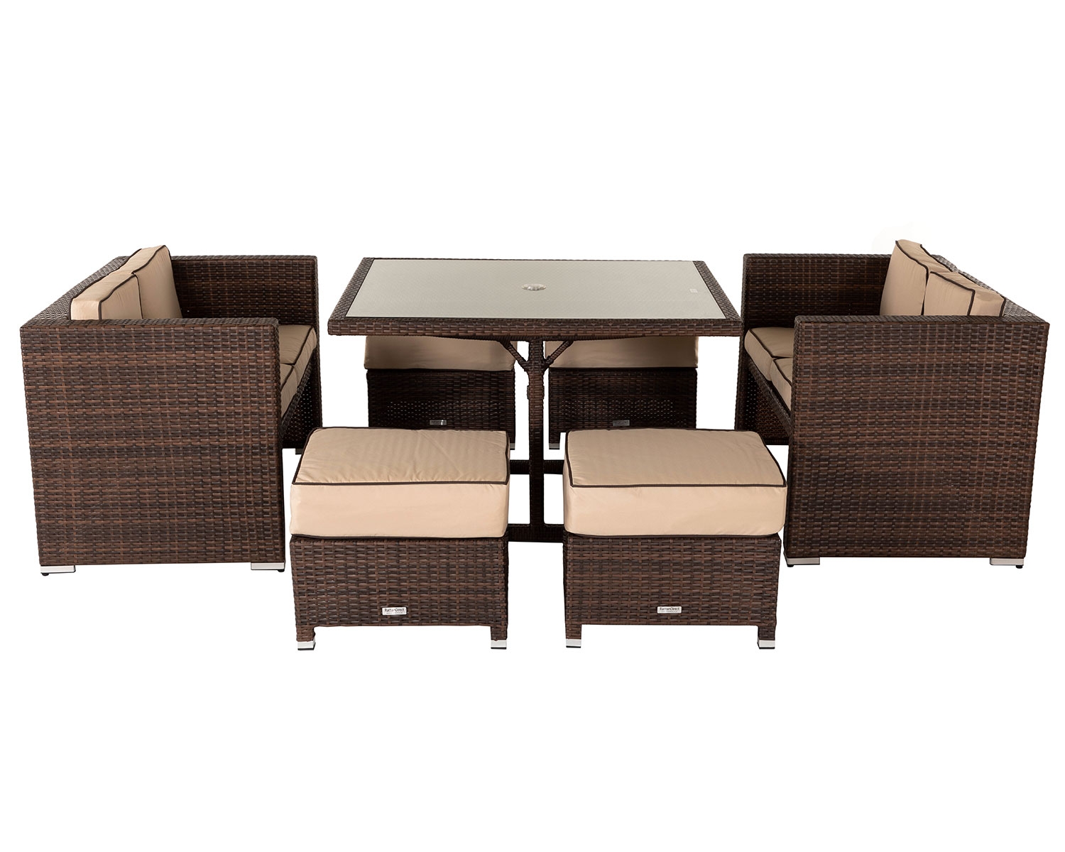 Rattan Garden Sofa Cube Set in Brown - Barcelona - Rattan Garden