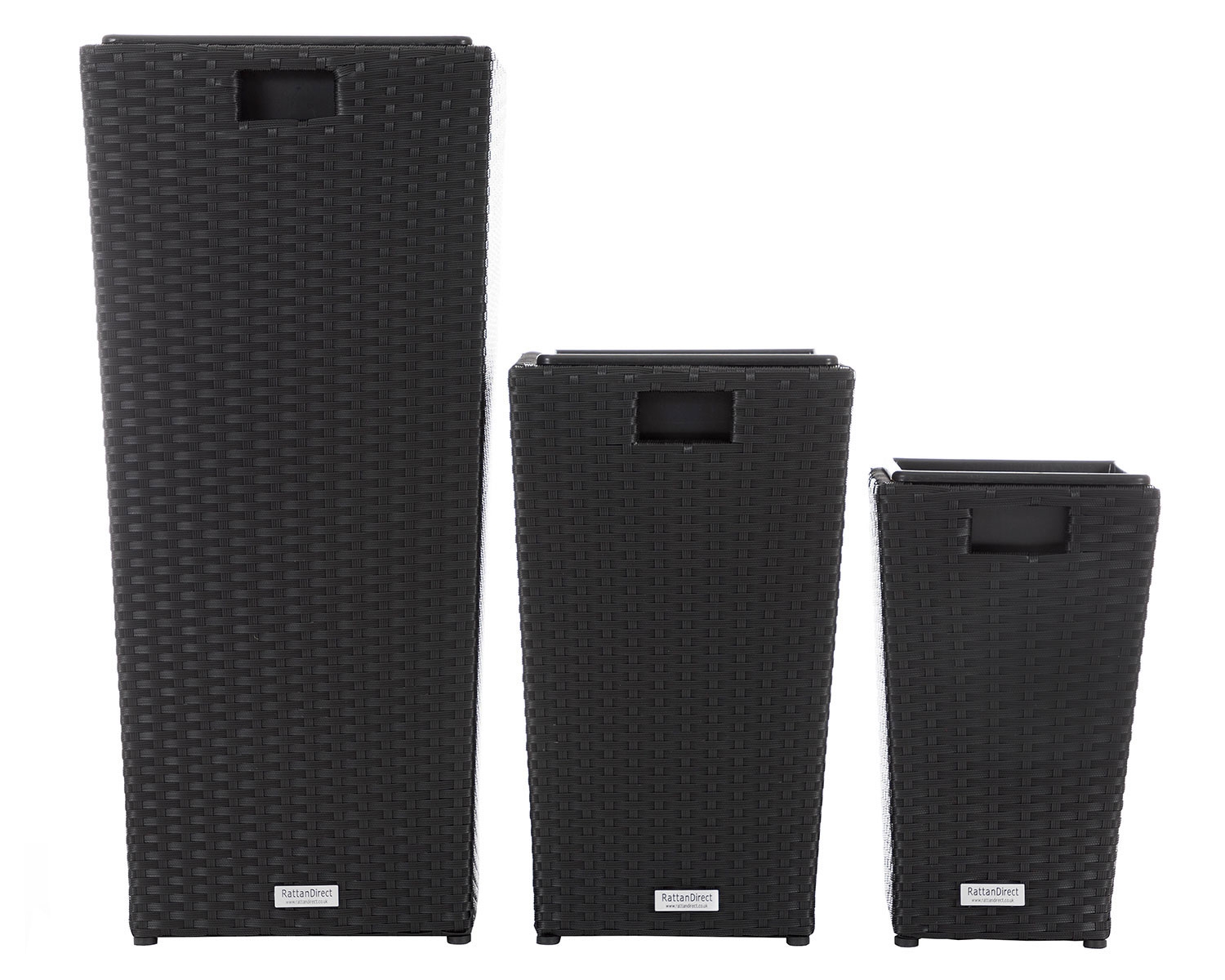 Rattan Plant Pot 3 Piece Set in Black Rattan Garden Furniture Patio