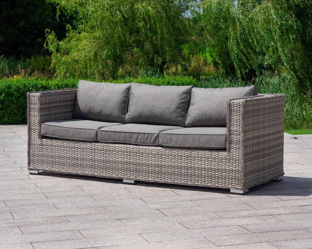 3 Seater Rattan Garden Sofa in Grey Ascot Rattan Garden Furniture Patio Furniture