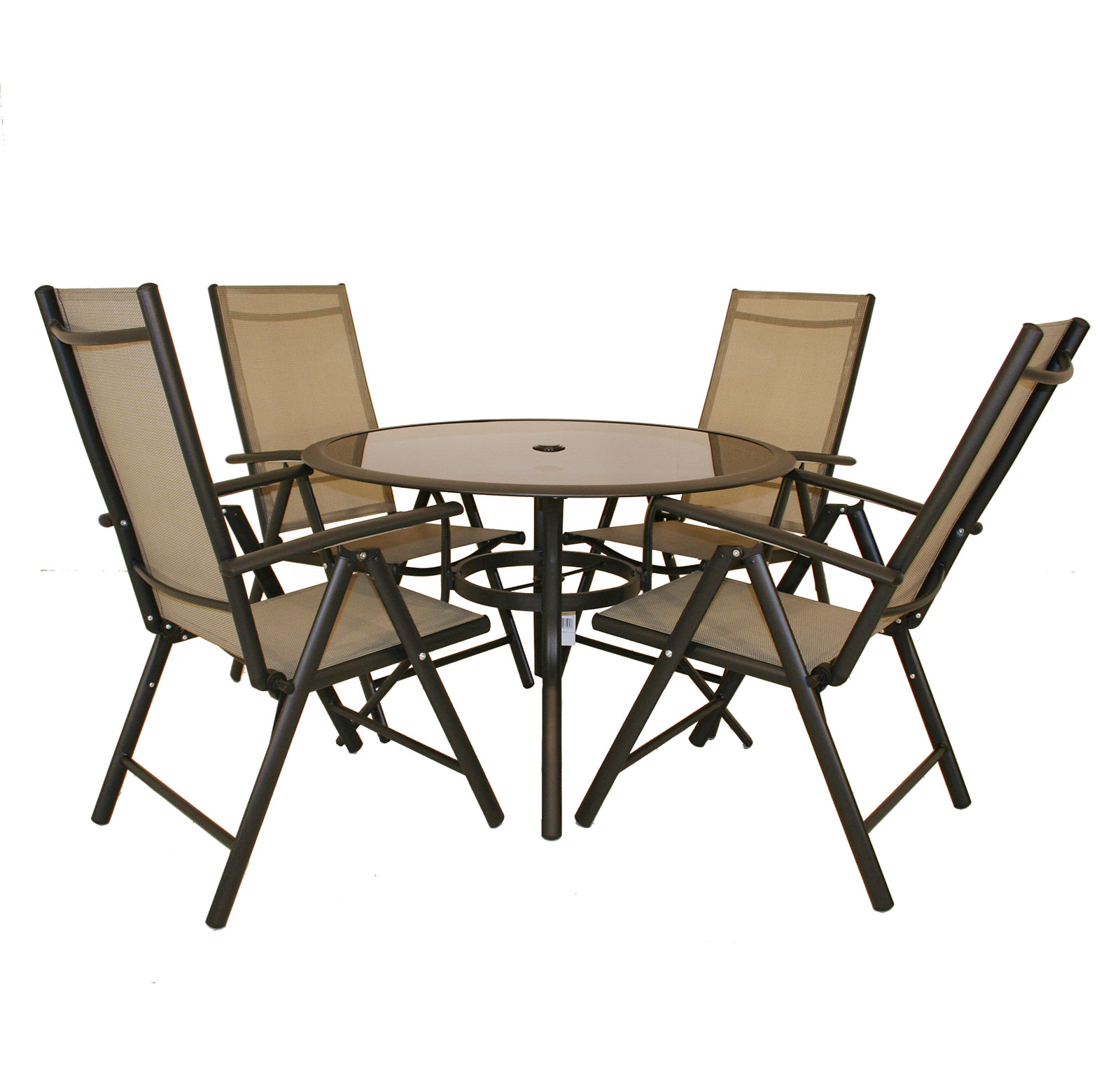 5 Piece Mesh Dining Furniture Set Table and Chairs Black Rattan