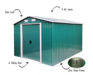 shed image 8ft x 10ft annotated - Rattan Garden Furniture | Patio Furniture |Conservatory Furniture