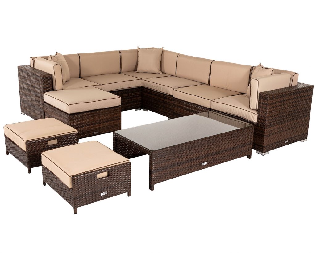 Rattan Garden Corner Sofa Set in Brown - Geneva - Rattan Garden