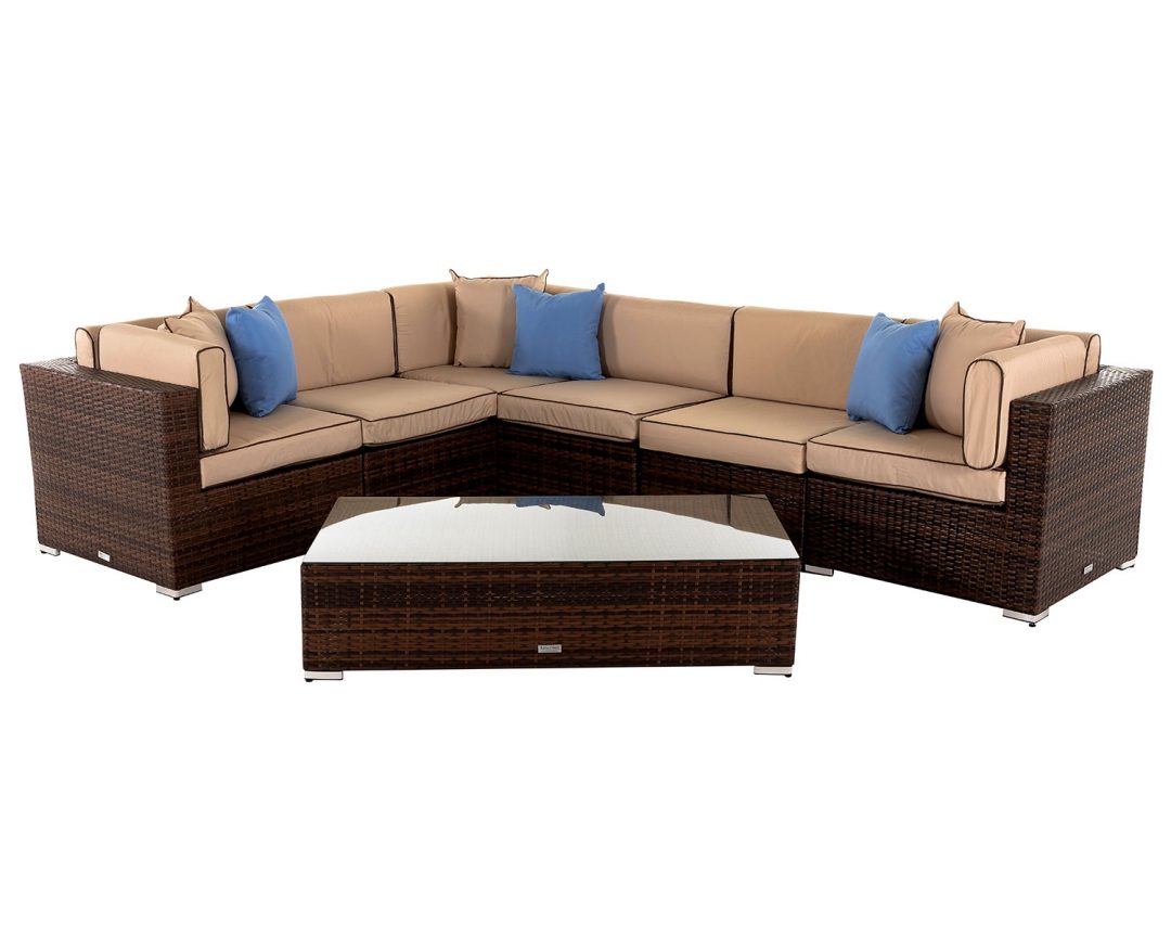 Rattan Garden Corner Sofa Set in Brown - Geneva - Rattan Garden