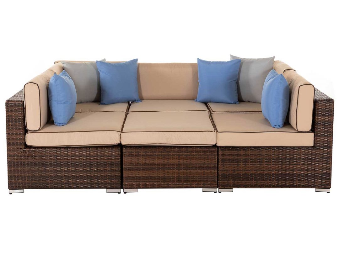 Rattan Garden Daybed Sofa Set in Brown - Geneva - Rattan Garden