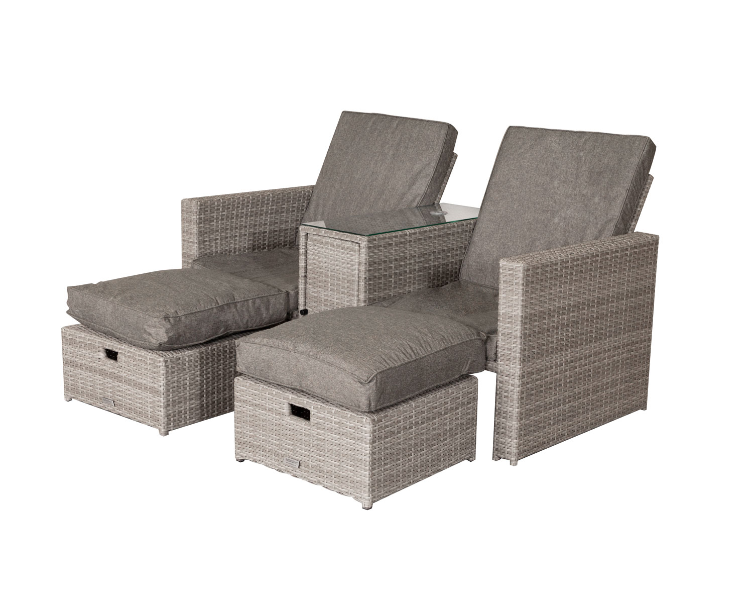 rattan garden sun lounger set in grey  paris