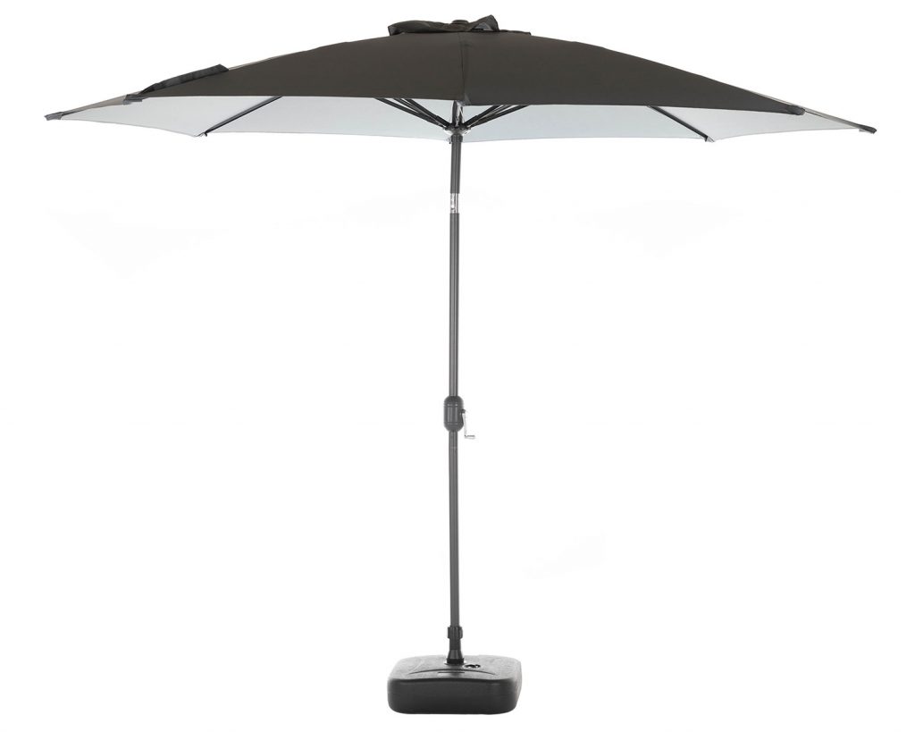 Market Parasol And Plastic Base in Grey Rattan Garden Furniture Patio Furniture