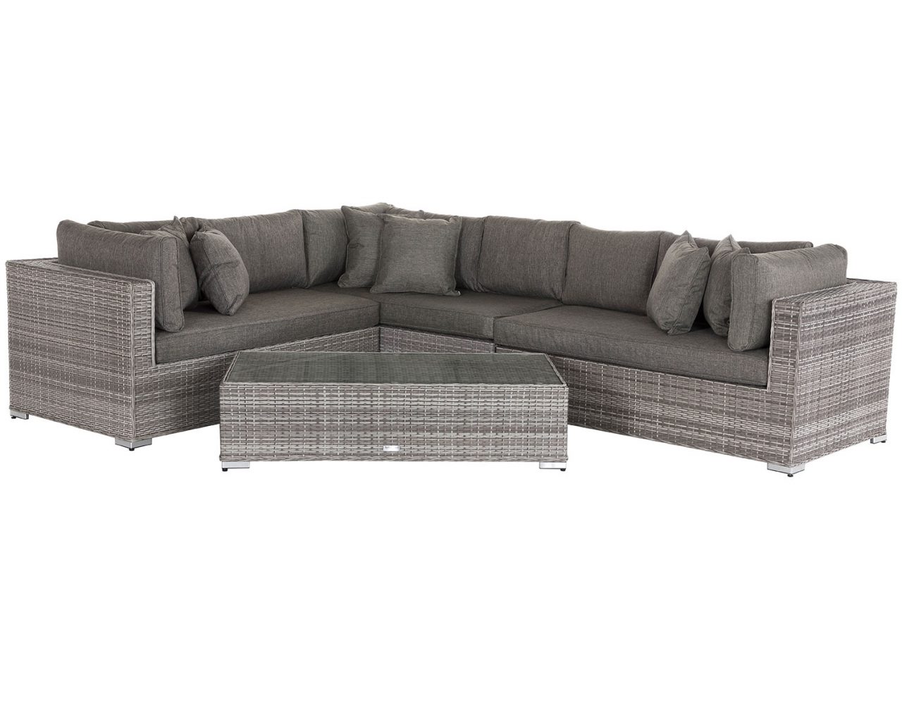 Rattan Garden Righthand Corner Sofa Set in Grey - Monaco - Rattan