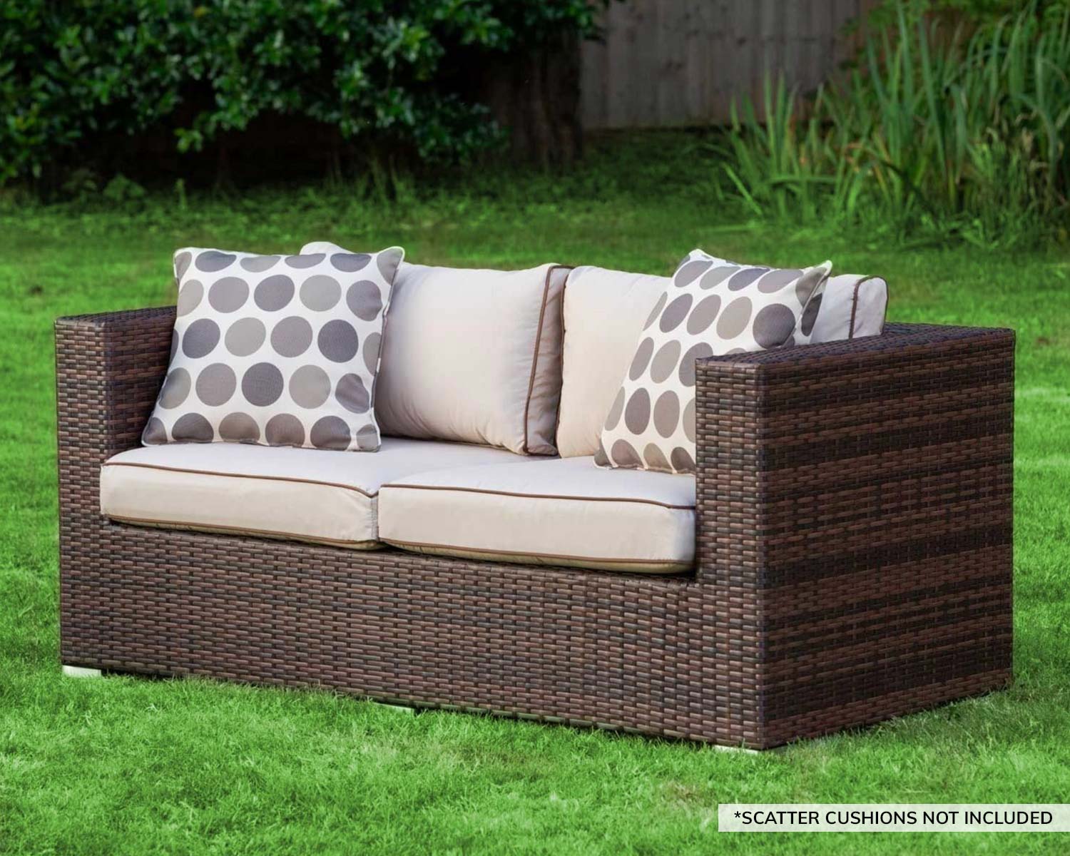 2 Seat Rattan Garden Sofa in Brown - Ascot - Rattan Garden Furniture