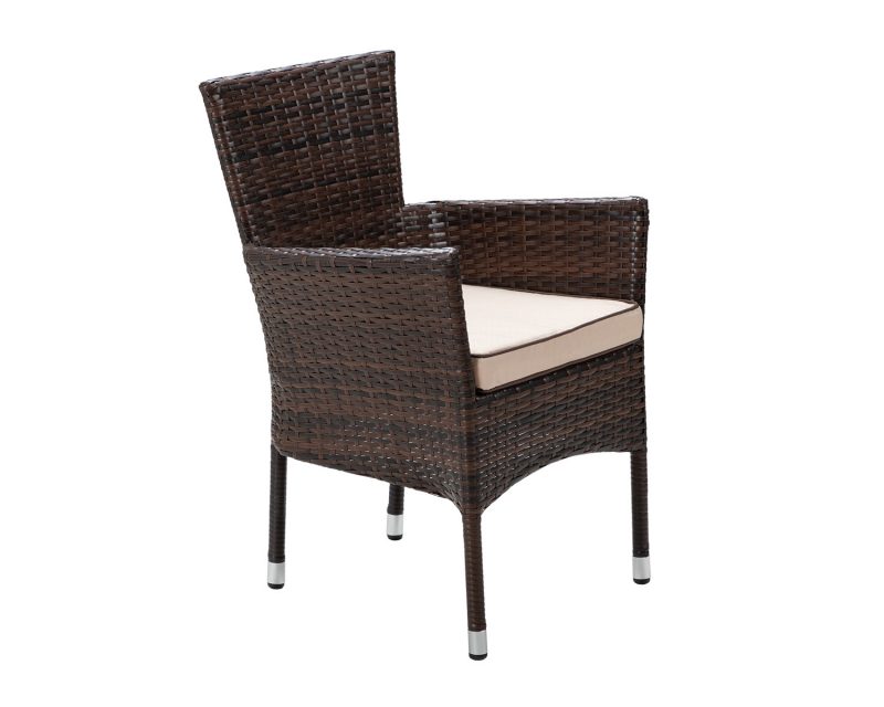 Stackable Rattan Garden Chair in Brown - Cambridge - Rattan Garden