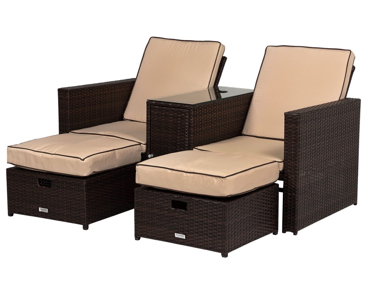 Rattan Garden Sun Lounger Set in Brown Paris Rattan Garden