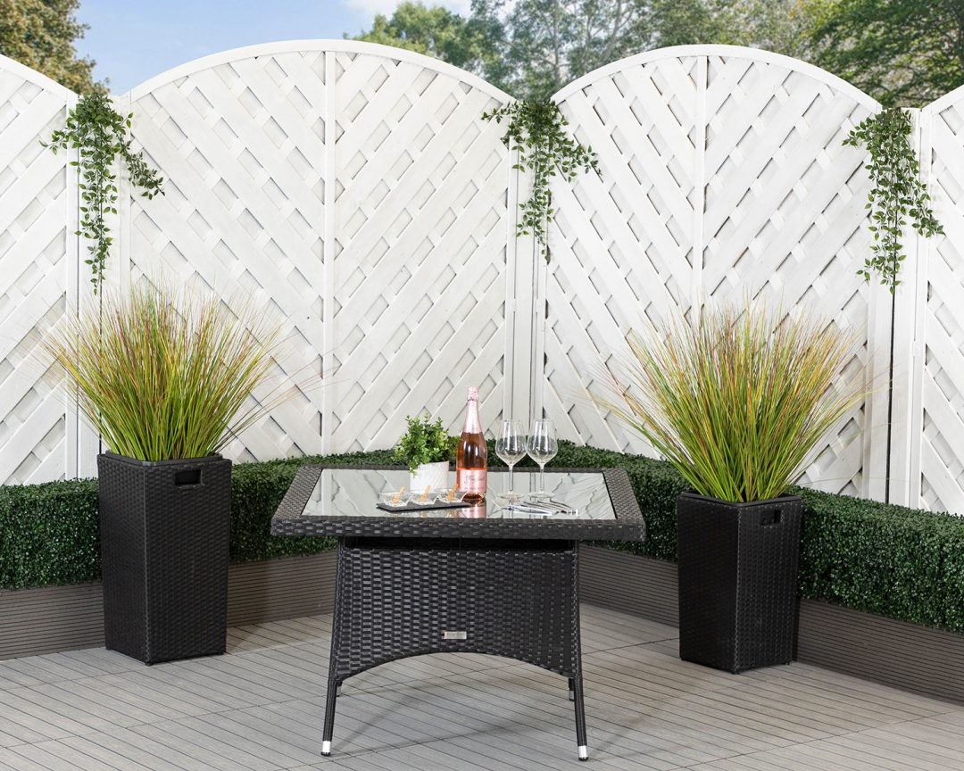 Square Rattan Garden Dining Table in Black Rattan Garden Furniture