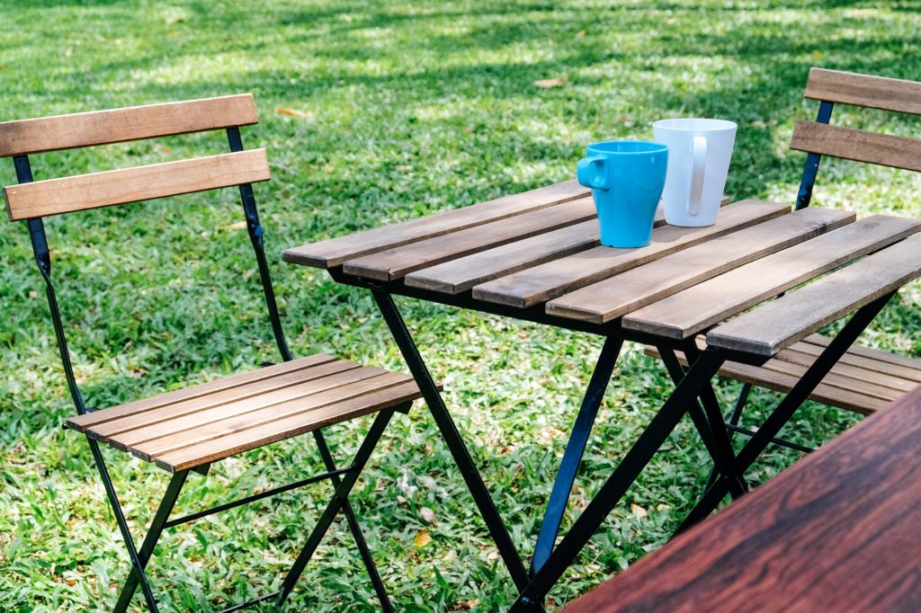 Tea time in house garden