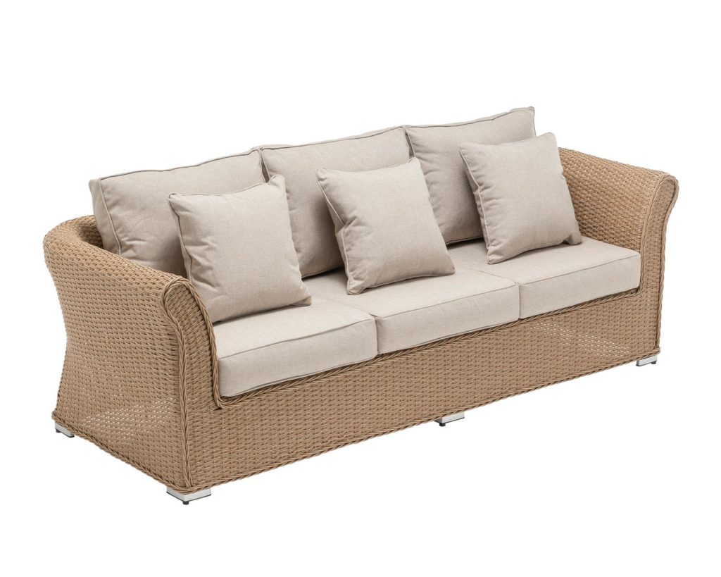 3 Seater Rattan Garden Sofa in Willow Lisbon Rattan Direct Rattan Garden Furniture Patio