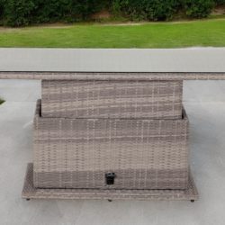 Adjustable Rectangular Rattan Garden Dining Table in Double Flat Grey - Rattan Direct