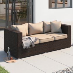 3 Seater Rattan Garden Sofa in Brown - Ascot - Rattan Direct