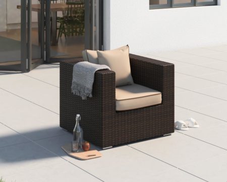 Rattan Garden Armchair in Brown - Ascot - Rattan Direct