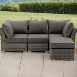 Rattan Garden 4 Piece Corner Sofa Set in Grey - Lisbon - Rattan Direct