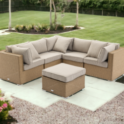 Rattan Garden 6 Piece Corner Sofa Set in Willow - Florida - Rattan Direct