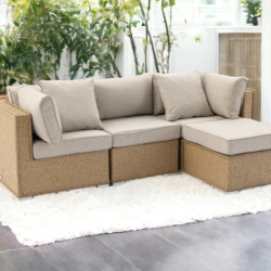 Rattan Garden 4 Piece Corner Sofa Set in Willow - Florida - Rattan Direct