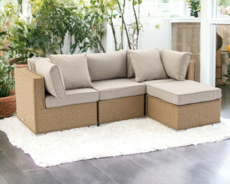 Rattan Garden 4 Piece Corner Sofa Set in Willow - Florida - Rattan Direct