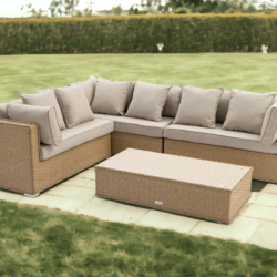 Rattan Garden Righthand Corner Sofa Set in Willow - Monaco - Rattan Direct