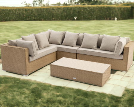 Rattan Garden Righthand Corner Sofa Set in Willow - Monaco - Rattan Direct