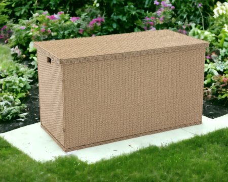 Outdoor Rattan Garden Storage Box in Willow - Rattan Direct