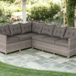 Sorrento Rattan Garden Corner Sofa in Grey with Grey Cushions - Sorrento - Rattan Direct