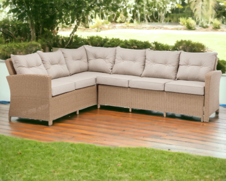 Rattan Garden Corner Sofa in Willow - Sorrento - Rattan Direct