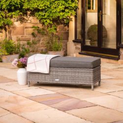 Rattan Garden Bench With Cushion in Grey - Fiji - Rattan Direct