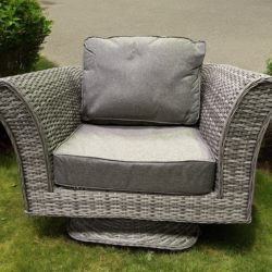 Lisbon Rattan Garden Swivel Chair in Grey - Rattan Direct