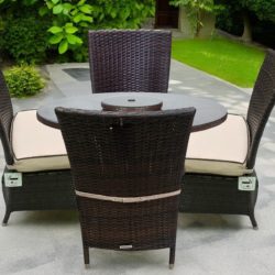4 Rattan Chairs & Open Leg Dining Table Set in Black & White - Oxford - Rattan Direct