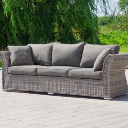 3 Seater Rattan Garden Sofa in Grey - Lisbon - Rattan Direct
