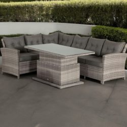 Rattan Garden Corner Sofa Set with Adjustable Table in Grey - Sorrento - Rattan Direct