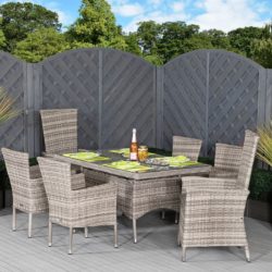 Cambridge 2 Reclining + 4 Non-Reclining Rattan Garden Chairs & Small Rectangular Dining Table Set in Grey - Cambridge - Rattan Direct