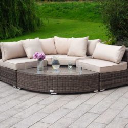 4 Piece Rattan Garden Furniture Sofa Set in Truffle Brown & Champagne - Rattan Direct
