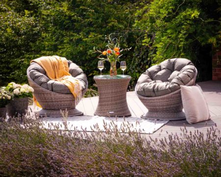 Rattan Indoor/Outdoor Swivel Chair Set in Grey - Lucia - Rattan Direct