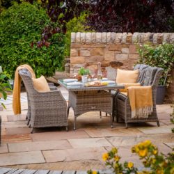 4 Rattan Garden Dining Chairs & Small Rectangular Dining Table in Grey - Riviera - Rattan Direct
