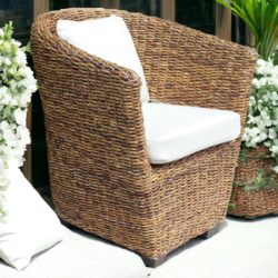 Abaca Indoor Tub Chair with Dark Colonial Feet - Rattan Direct