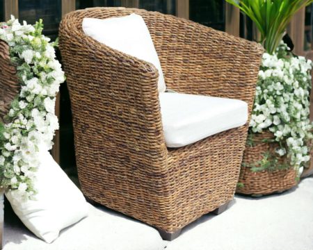 Abaca Indoor Tub Chair with Dark Colonial Feet - Rattan Direct