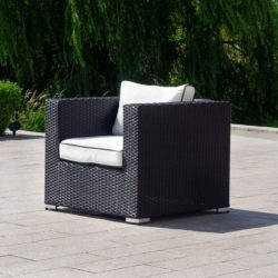 Rattan Garden Armchair in Black & White - Ascot - Rattan Direct