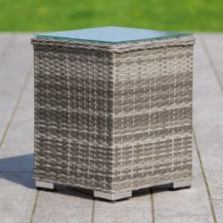 Tall Square Rattan Garden Side Table in Grey - Rattan Direct